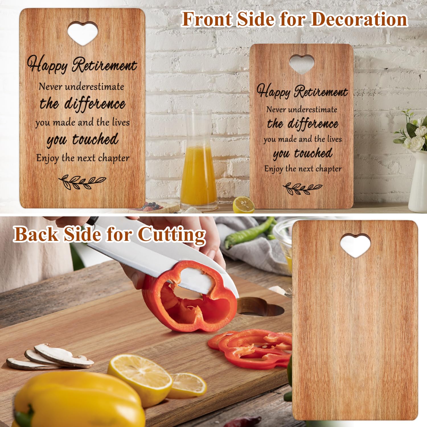Retirement Gift for Women Men Acacia Wood Retired Cutting Board Happy Retirement Going Away Gift for Coworker Teacher Boss Nurse Friend Mom Lady Retired Gift Wooden Engraved Board Funny Farewell Gift