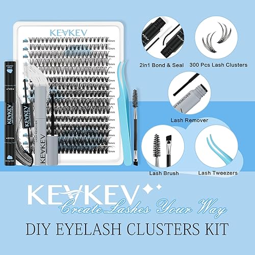 Miniatura 2 de KevKev Kit de extensión de pestañas, 300 unidades, kit de extensión de pestañas con enlace de pestañas y sellado, removedor de pestañas, aplicador
