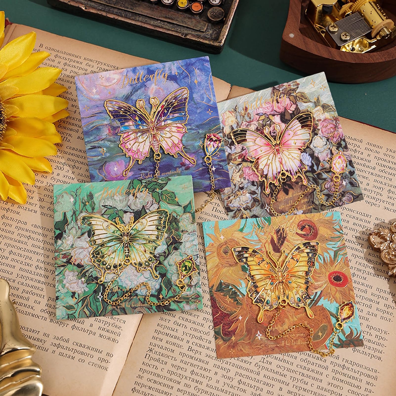 Snylcce Metal Butterfly Bookmarks Set of 4- Exquisite Unusual Butterflies with Retro Design Bookmarks for Souvenir Ideal Gifts for Book Lovers Perfect for Reading Book Clubs & Special Occasions - Image 2
