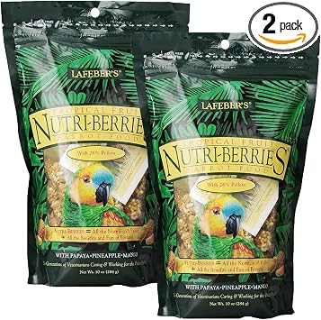 Lafeber Tropical Fruit Nutri-Berries Parrot Food 10 oz bag 2 Pack