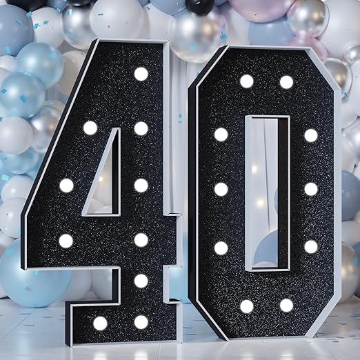 Rielmox Marquee LightUp Numbers 4FT Large 40 Light Up