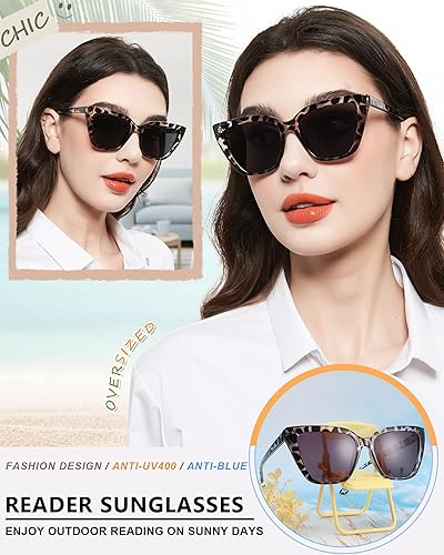 Miniatura 2 de MARE AZZURO Gafas de sol de lectura de gran tamaño para mujer, ojo de gato grande, gafas de lectura de sol 1.0 1.25 1.5 1.75 2.0 2.25 2.5 2.75 3.0