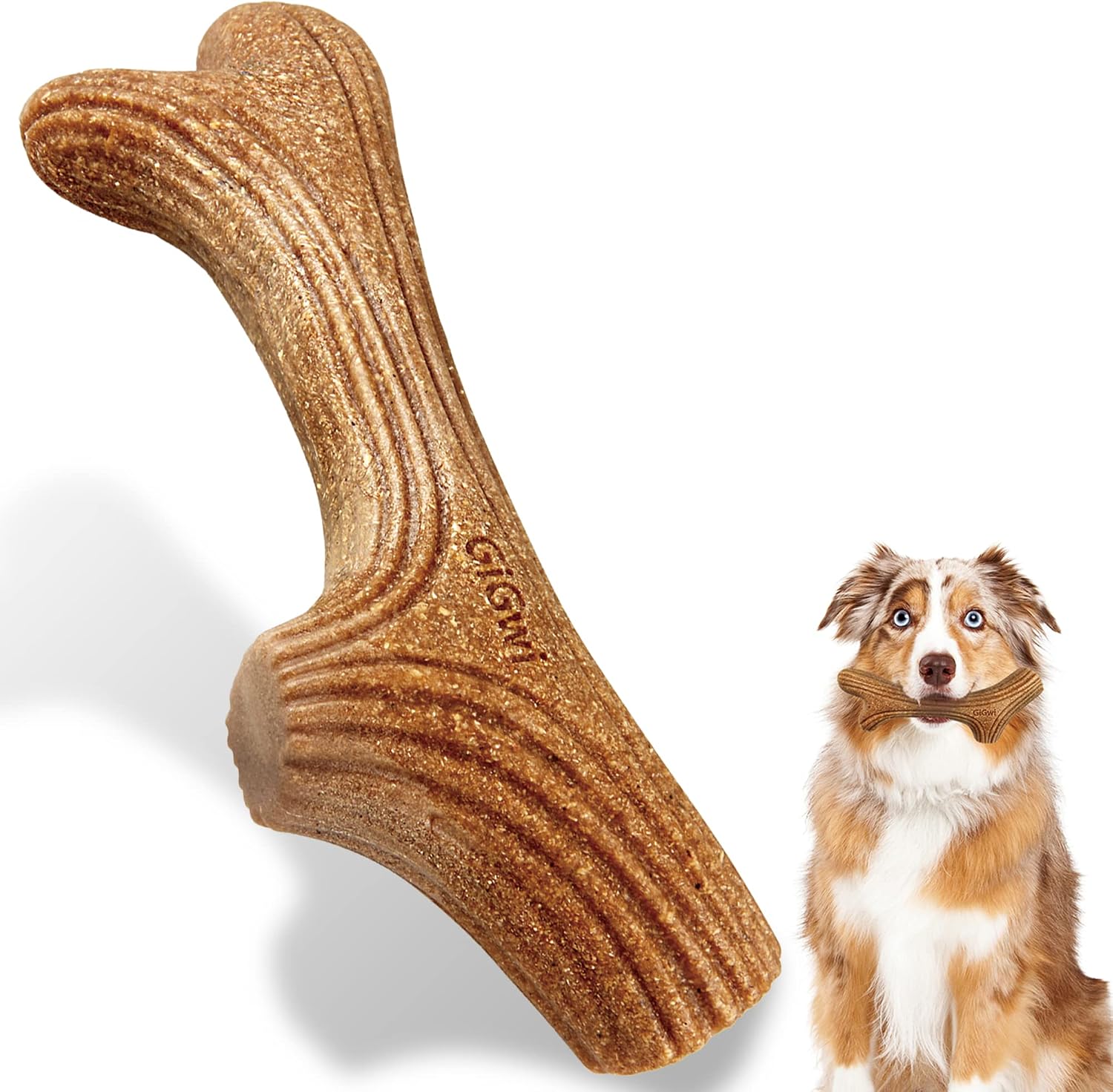 Gigwi Interactive Dog Chew Bones, Dog Chew Toys for Aggressive Chewers, Durable Dog Toothbrush for Large Dogs
