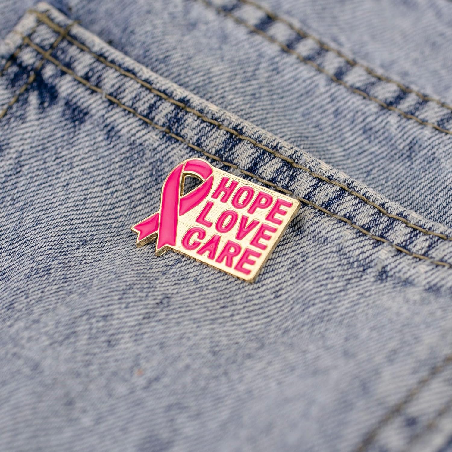 Hope Love Care Breast Cancer Awareness Pink Ribbon Enamel Pin, Breast Cancer Survivor Pin Brooch, Supportive Gift For Chemo Warrior, Oncology Awareness Brooch Badge, October Ribbon Lapel Badges, Motivational Survivor Jewelry Accessory image 4