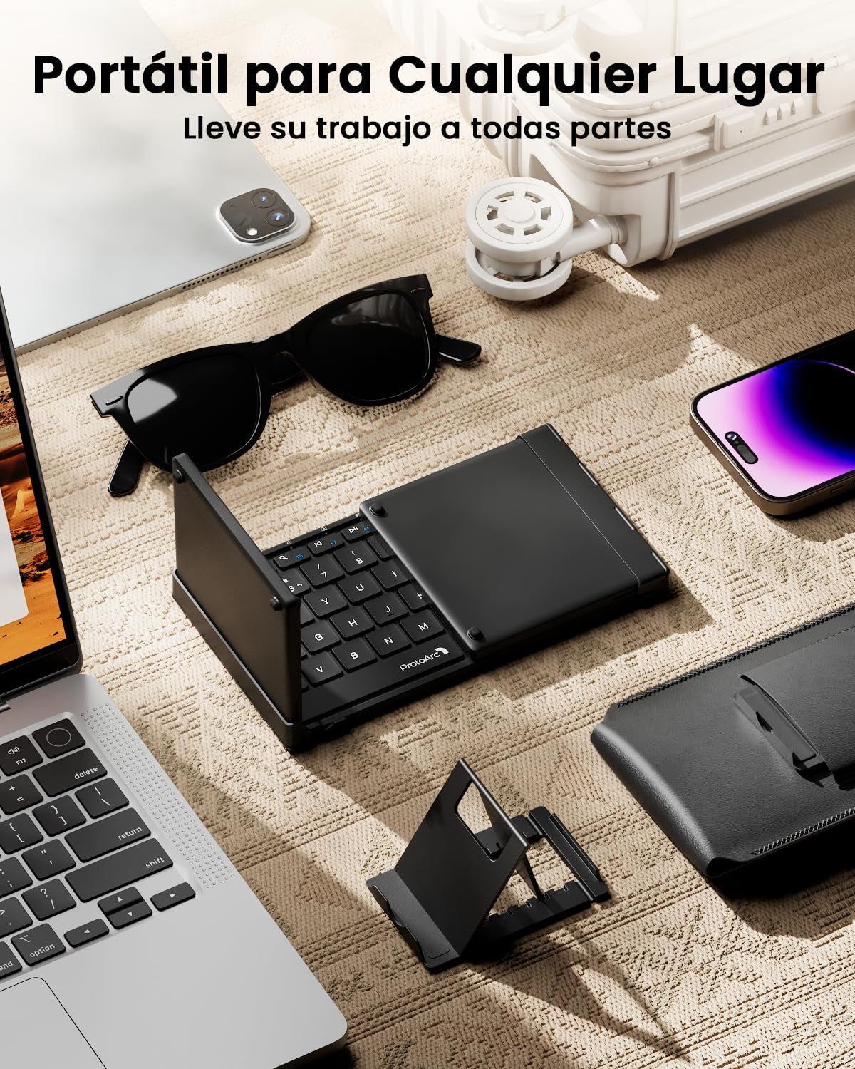 SOPPY Opvouwbaar bluetooth-toetsenbord met touchpad, mini-toetsenbord, draagbaar, oplaadbaar, USB, inklapbaar, voor Mac, iOS, Android, Windows, pc, tablet, laptop, smartphone