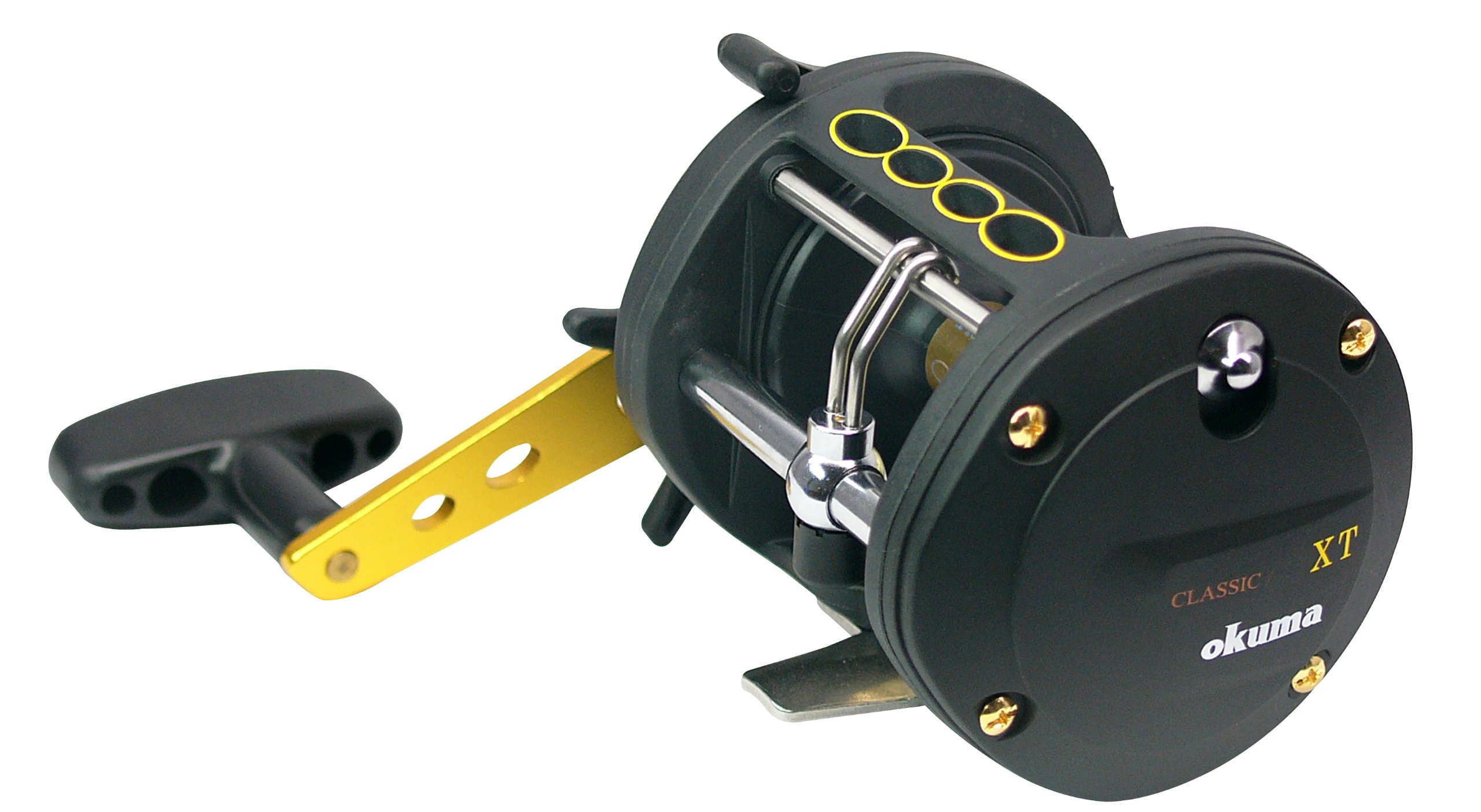 Okuma Classic Levelwind Trolling Reel, Small, Black/Gold, CLX-450L