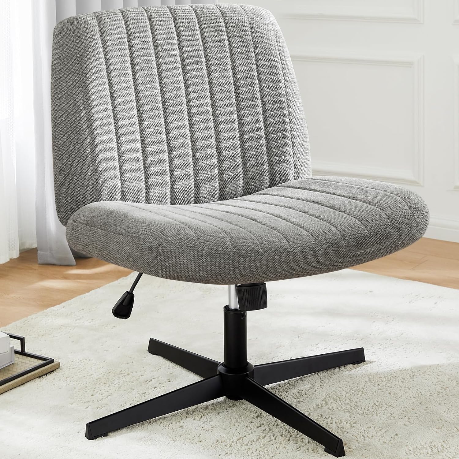 DUMOS Silla de Oficina sin reposabrazos, Terciopelo de Peluche y cómodo Tejido de Malla, Silla Cruzada, con cojín de Asiento ampliado, Adecuada para oficinas, dormitorios y Salas de Estar