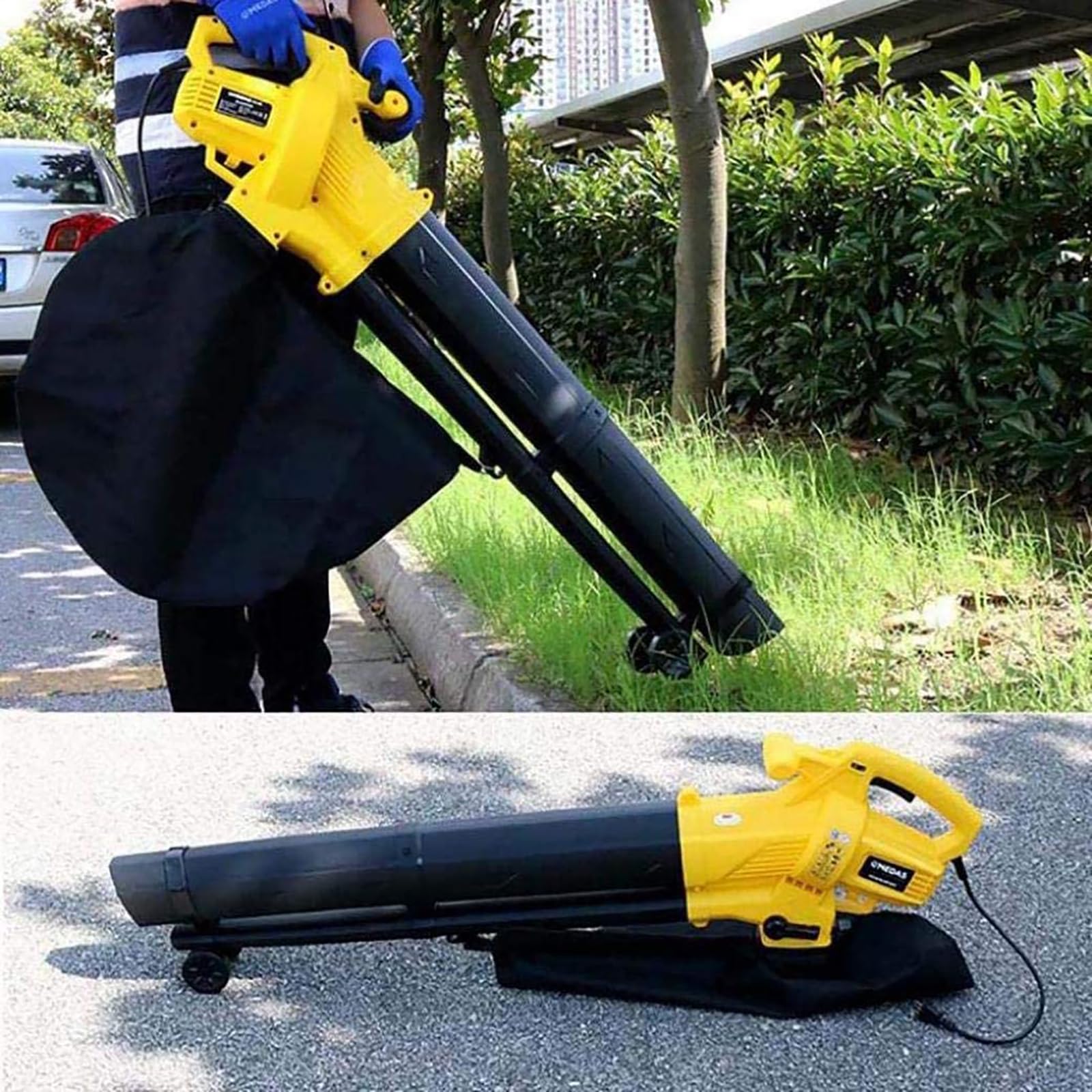 FfiMe Soplador y Aspirador de Hojas Moderno, Soplador de Hojas Eléctrico 3 en 1, Aspirador de Jardín 3000w, Bolsa Recolectora de 35 litros para Quitar Hojas, Escombros y Desechos del Jardín, Terraza,