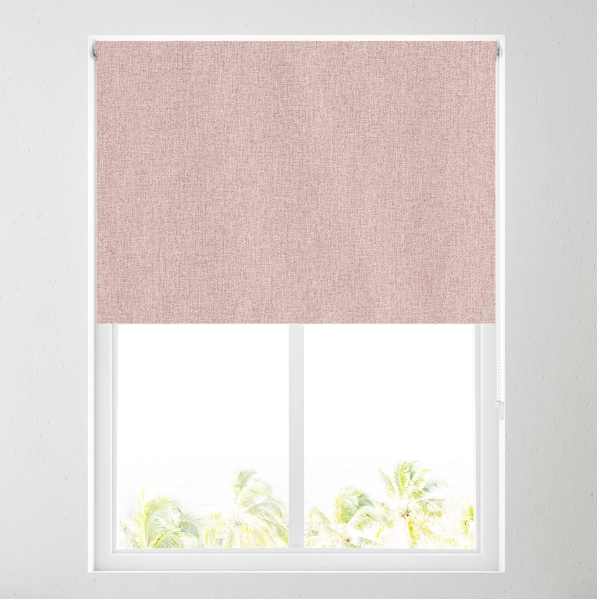 Barnes Blinds And Interiors Blush Barnes Blinds - Ara Soft Touch Blackout Roller Blinds For Windows, Custom Cut To Size - Black Out Thermal Fabric Durable Fittings Easy Fit - Roller Blind ( 122Cm)
