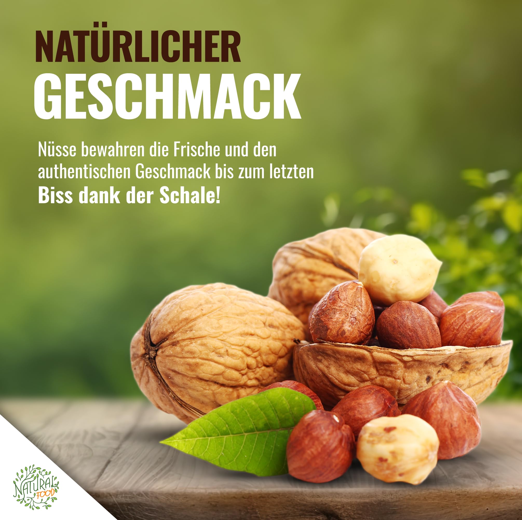 Natural Food - Walnüsse und Haselnüsse in der Schale - 2 x 1kg - Nussmischung, Nüsse Großpackung - Leckere Nüsse für Zwischenmahlzeit, Desserts, Müsli, Gebäck