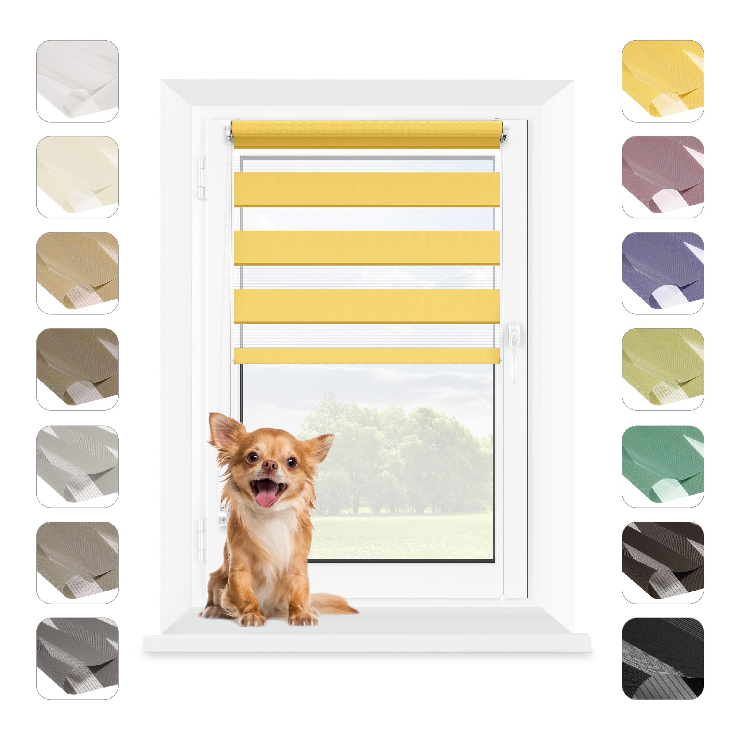 Mardom Rollos für Fenster Ohne Bohren Gelb, 112.5x215 cm