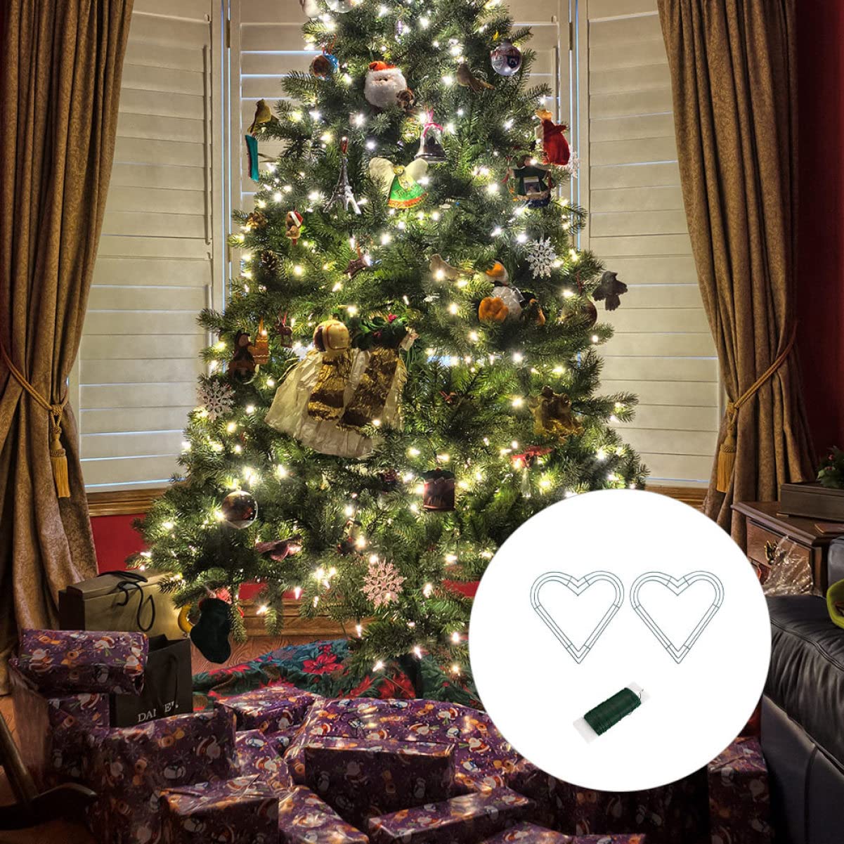PRETYZOOM 2 Sätze Liebe Girlandenreifen künstliche Blumen künstliche blüten Branches Dekoration Weihnachten weihnachtdeko Perlen goldene Wanddekoration hängender Kranzring Kranzrahmen Eisen