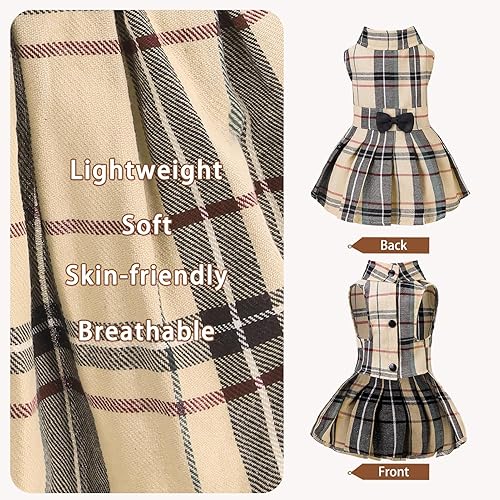 Miniatura 3 de PUPTECK Classic Plaid Dog Dress Cute Puppy Clothes Outfit Medium