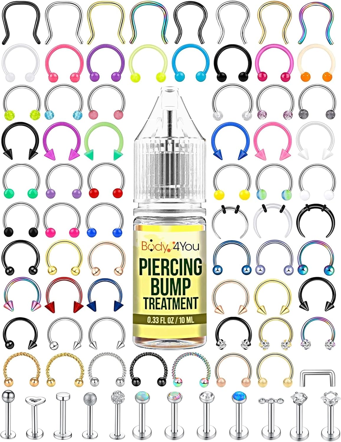 BodyJ4You 80PC Septum Rings 16G Nose Piercings 16PC