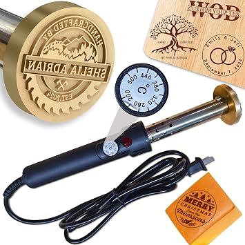 Custom Electric Branding Iron Personalized Logo Metal Branding Iron Business Stamp for Wood Leather Food Wedding Design, Electric Heated,Black Adjustable Temperature Iron1-3inch