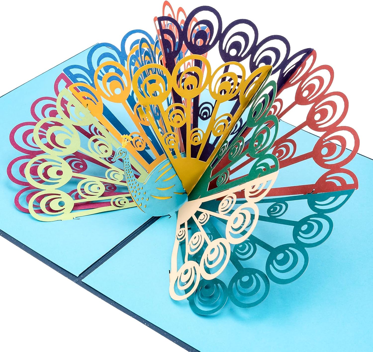 WRAPAHOLIC Pop Up Greeting Card - 3D Popup Card, Colorful Peacock Pop Up Card for Birthday, Mother's Day, Father's Day, Graduation, Anniversary, Party and Other Occasion - 5.1 Inch x 6.1 Inch