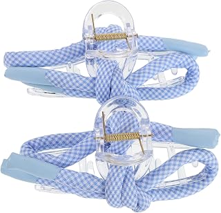 VICASKY 2pcs Navy Gingham Bow Hair Claw Clips for Women, Small Vintage Checkered Hair Accessories with Strong Hold for Casual and Work Styling
