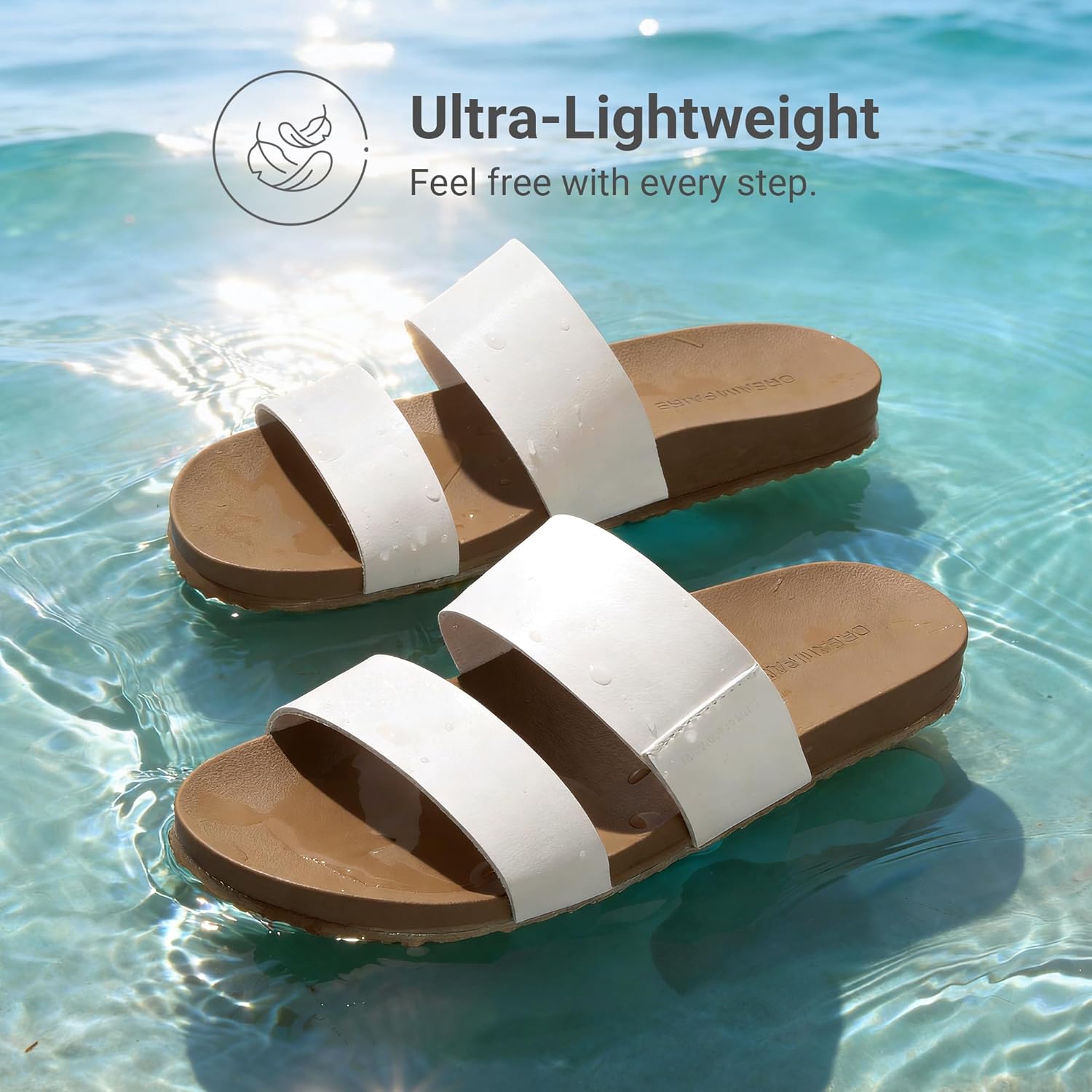 DREAM PAIRS Women's Open Toe Slides Sandals Comfortable Arch Support Footbed Two Strap Slip-on Fashion Casual Beach Vacation Lightweight Flat Sandals Summer for Women - Image 3