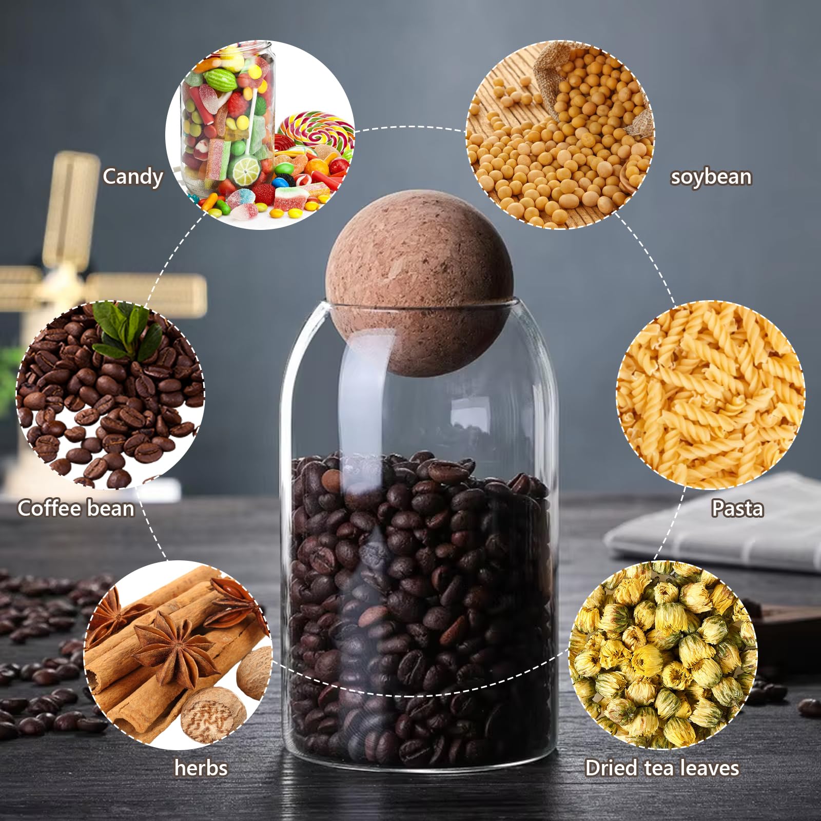 2er Set Vorratsgläser Mit Korkdeckel – 800ml & 500ml, Klar & Luftdicht – Ideal Für Kaffee, Tee, Gewürze
