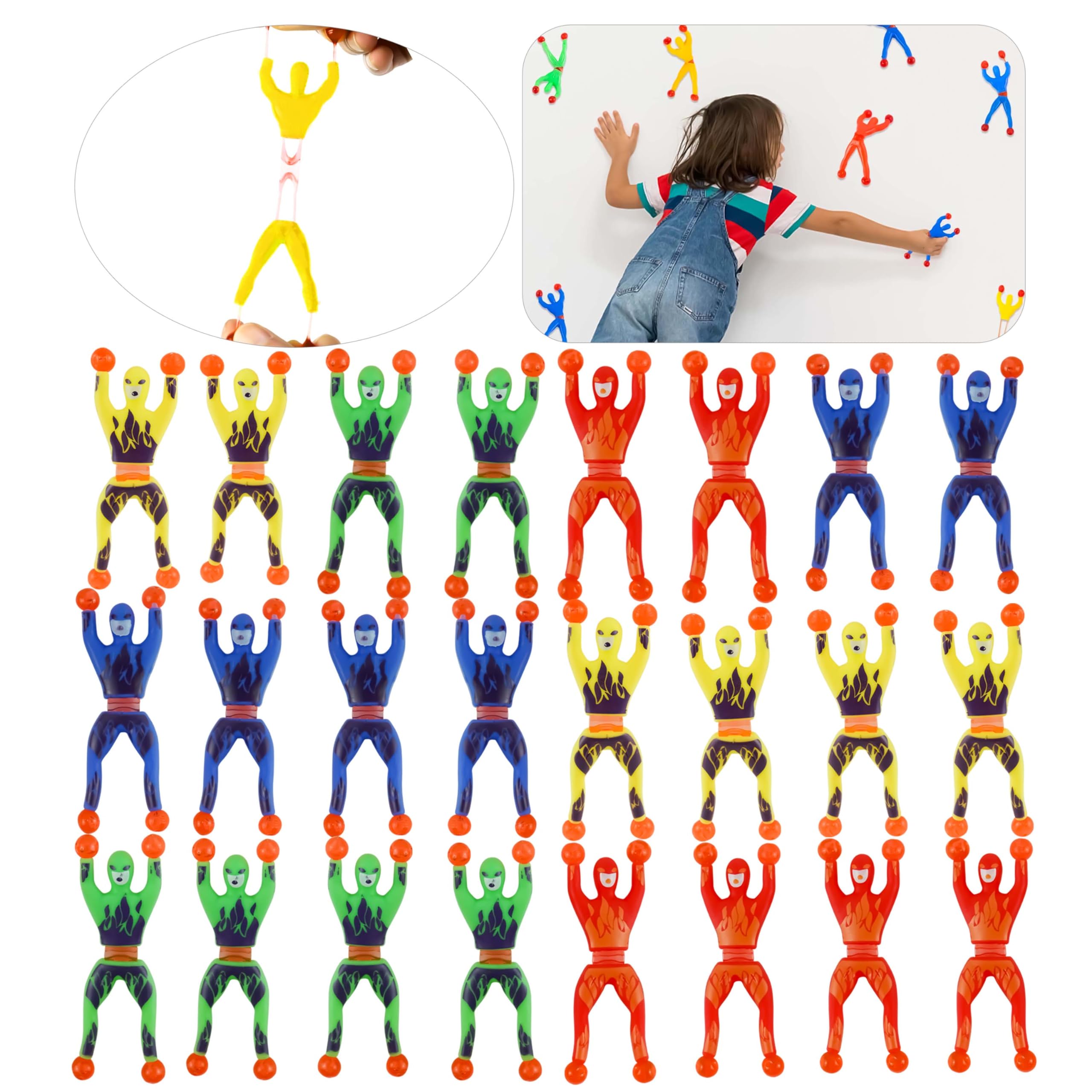 HOVUK 24x Sticky Wall Climbers, Stretchable Superheroes, Window Crawler Toys, Toys for Boys, Goodie Bags Stuffers for Kids 3+Y, Size-9.5cm