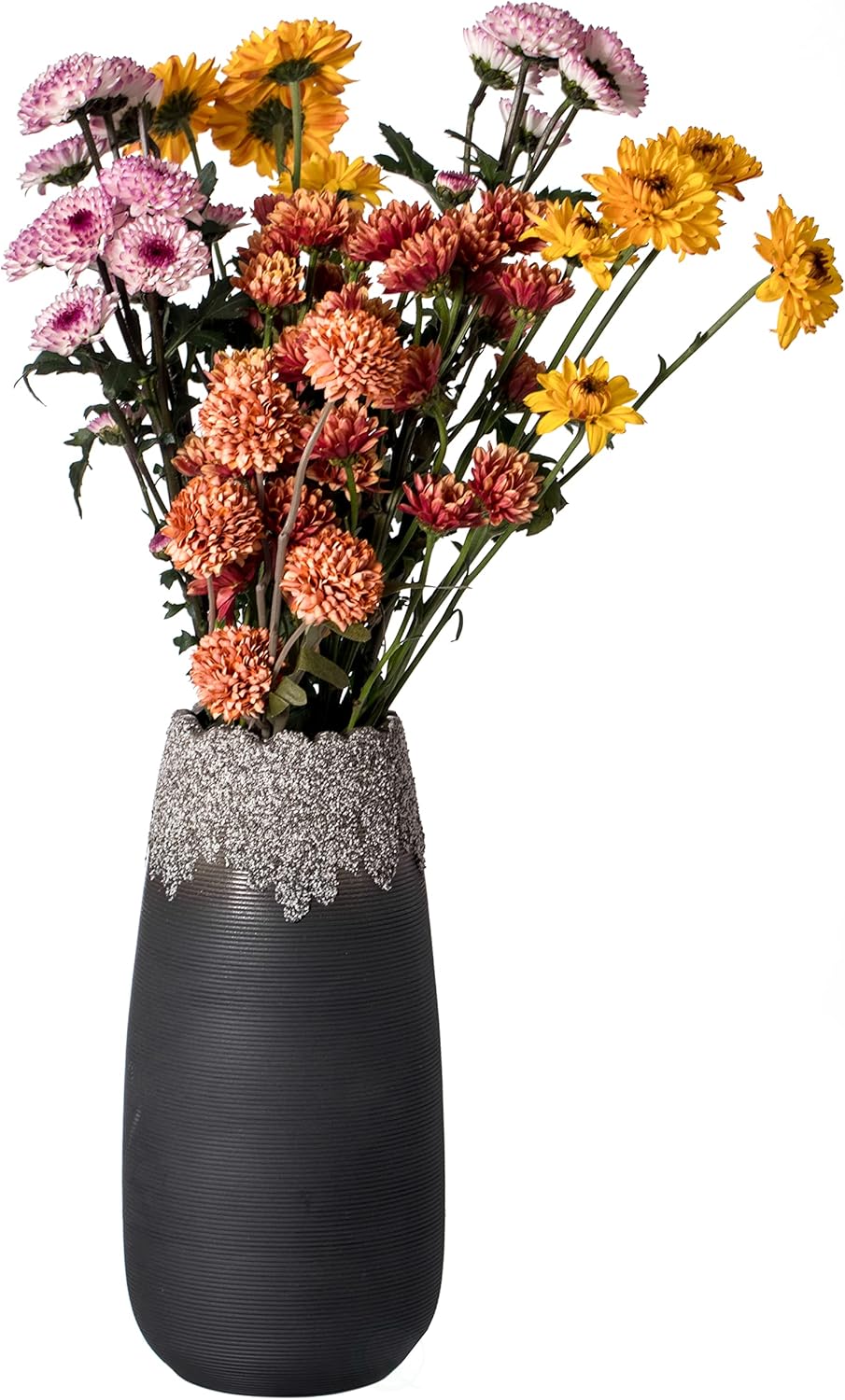 Modern Farmhouse Home Décor Accents; Living Room Décor, Boho Vases for Table Decor, Housewarming Gift, Black Ceramic Centerpiece Table Vase for Home Decor, Large