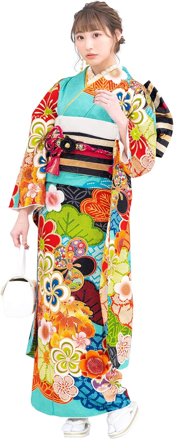 ☆大正浪漫アンティーク☆レトロポップな着物と黄緑作り帯☆七五三