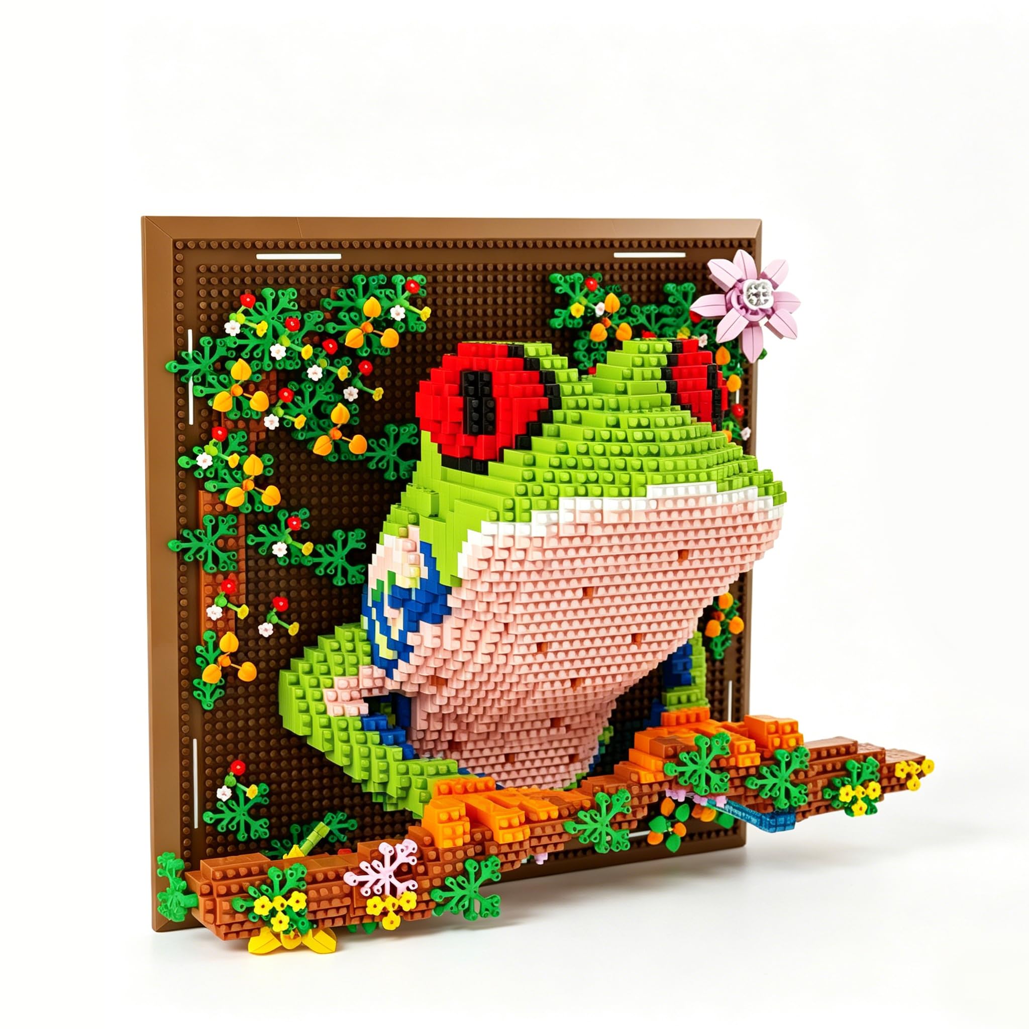 3D Wall Art Tree Frog Building Block Set, 2406 PCS 3D Micro Animal Construction Bricks Model Toy, Creative Tree Frog Wall Art Architecture Building Kit, Gifts for Adults and 16+Teens
