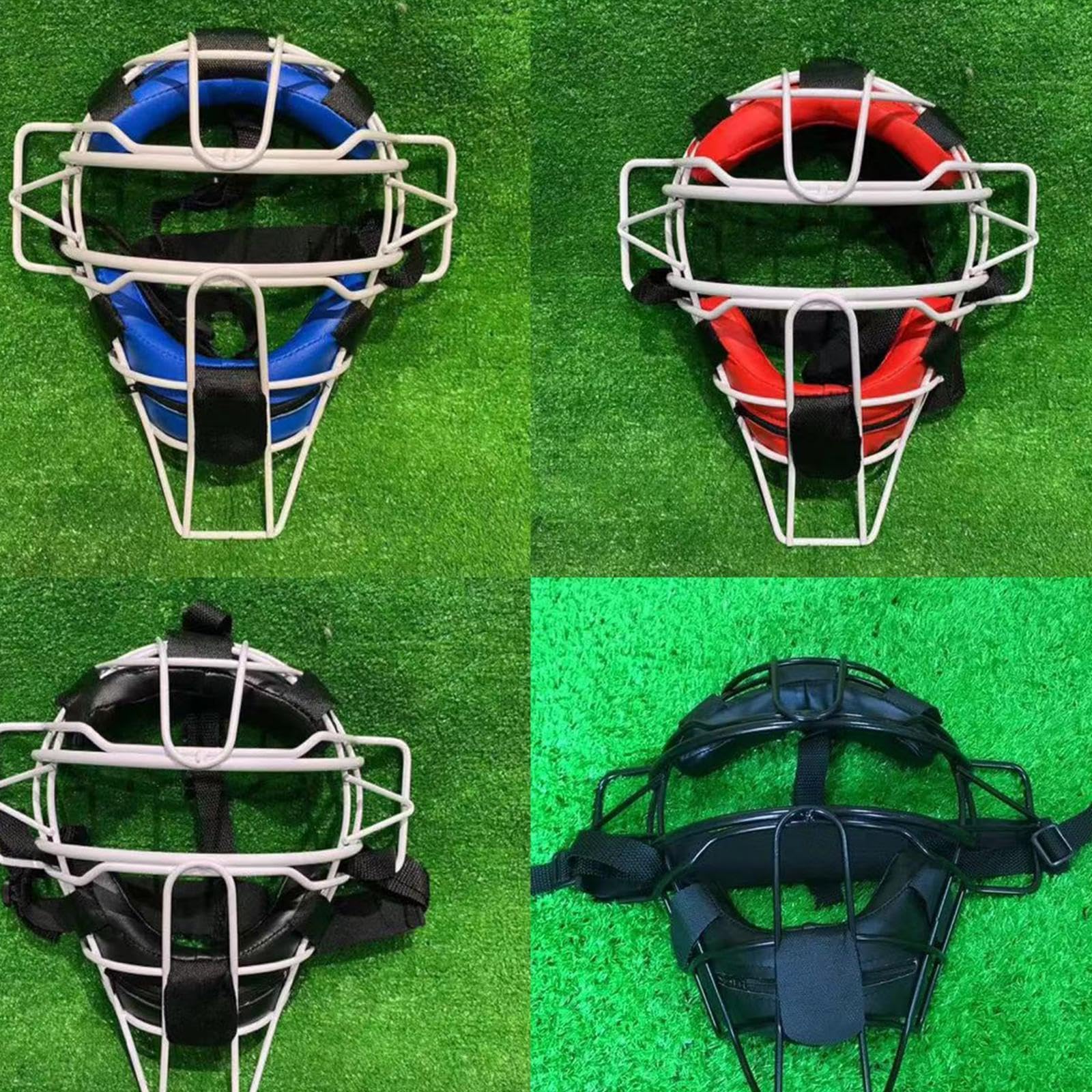 Casco de Catcher de Béisbol con Protector Facial Reforzado Almohadilla Suave Absorbente Banda Ajustable Estructura Ligera Y Adecuada para Jugadores Ad