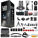 GoPro HERO12 (Hero 12) Black - with 50 Piece Accessory Kit and 2 Extra Batteries + 64GB Card - Waterproof Action Camera - 5.3K HDR, 27MP Photos, 1/1.9