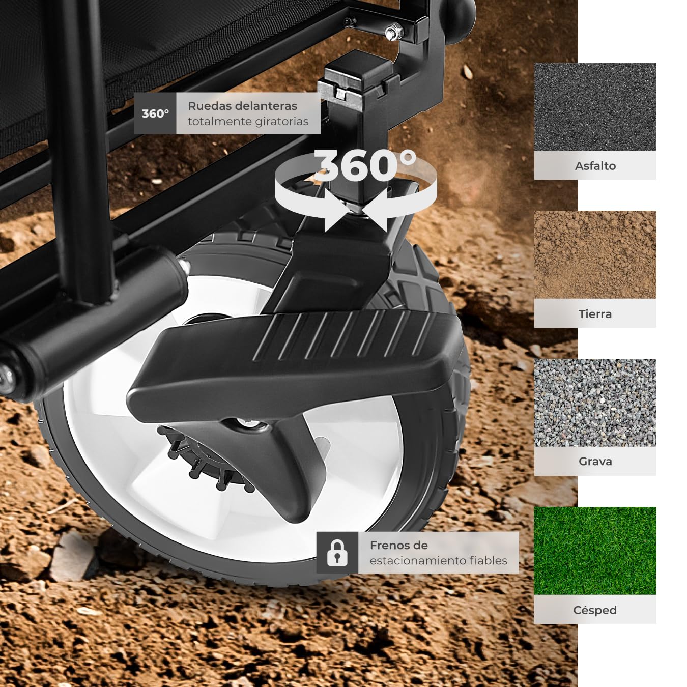 tectake® Carro Plegable para Jardín, Carro Transporte en Acero, Carrito Playa con Asa Telescópica, Carretilla Jardín con Lona Extraíble, Carro Camping Multiuso con Bolsa Transporte, Carga 80 kg, Negro