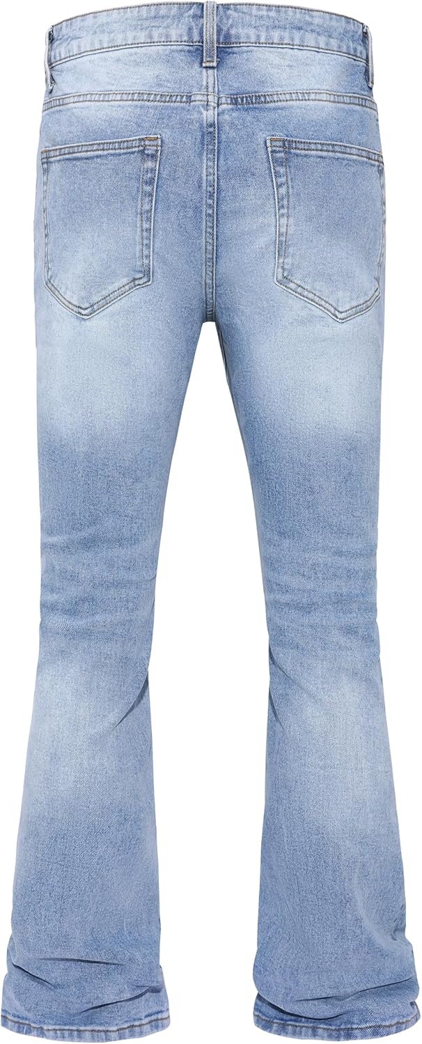 Men's Stretch Regular Fit Bootcut Flared Jeans - Cowboy Cotton Fashion Comfort Flex Waist Denim Pants - Image 6