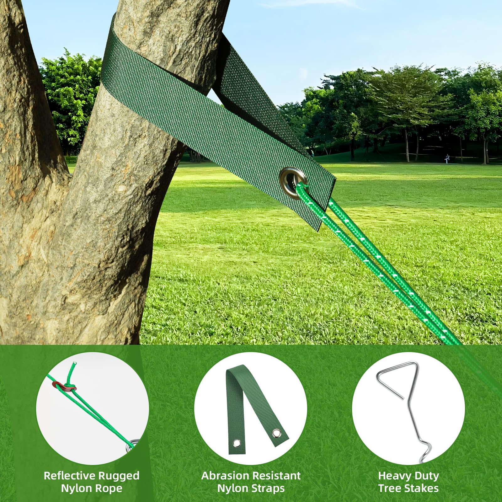 3-teiliges Baumpfahl-Set, robuste Baumstütze für anlehnenden Baum, Garten und Außenbereich, Metall-Baumpfähle, Unterstützung für junge Bäume, Glättung, schützt Bäume vor starkem Wind und schlechtem