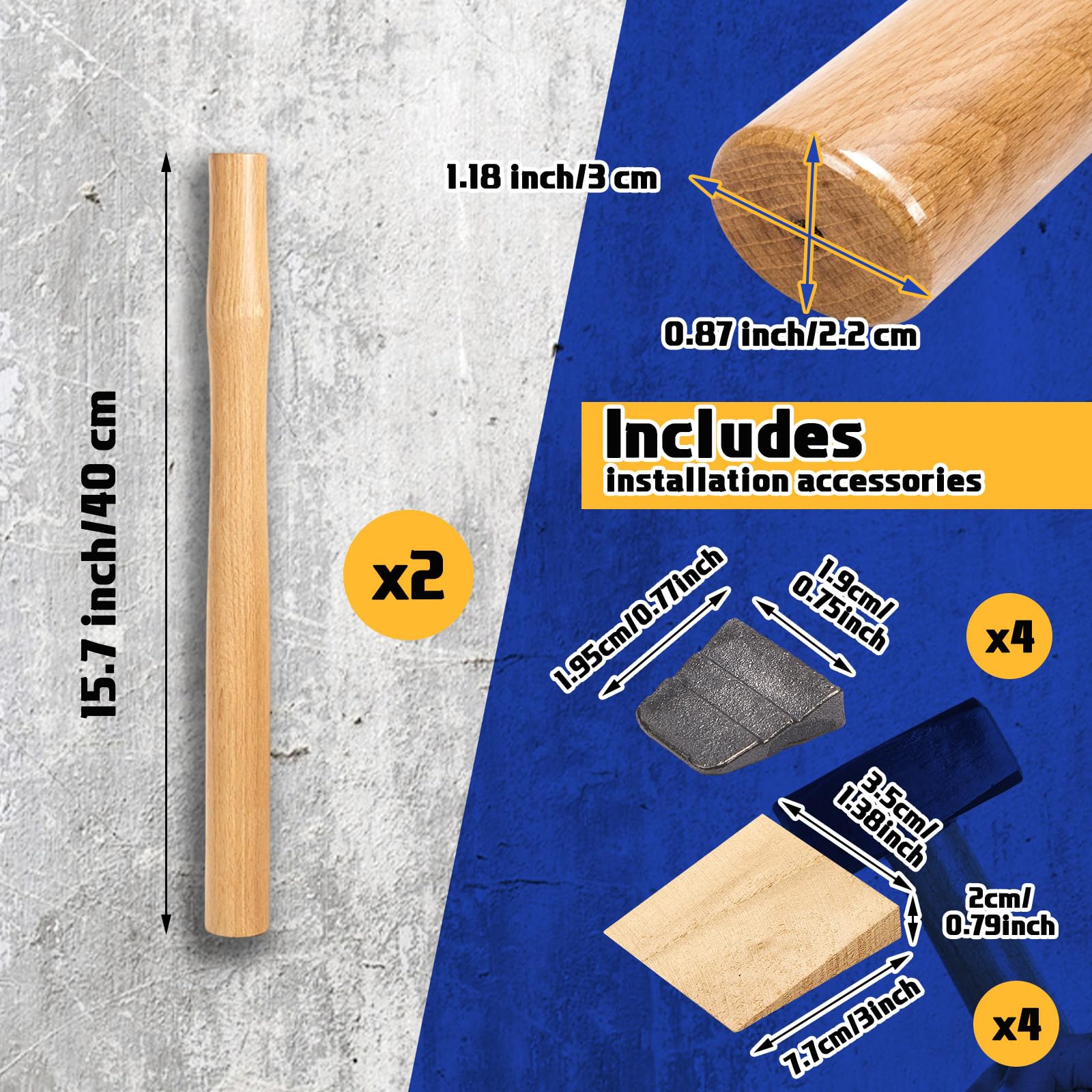 Bucherry Hammer Handle Replacement Kit - 2 Handles + Wedges -2 Bucherry Hammer Handle Replacement Kit - 2 Handles + Wedges -2