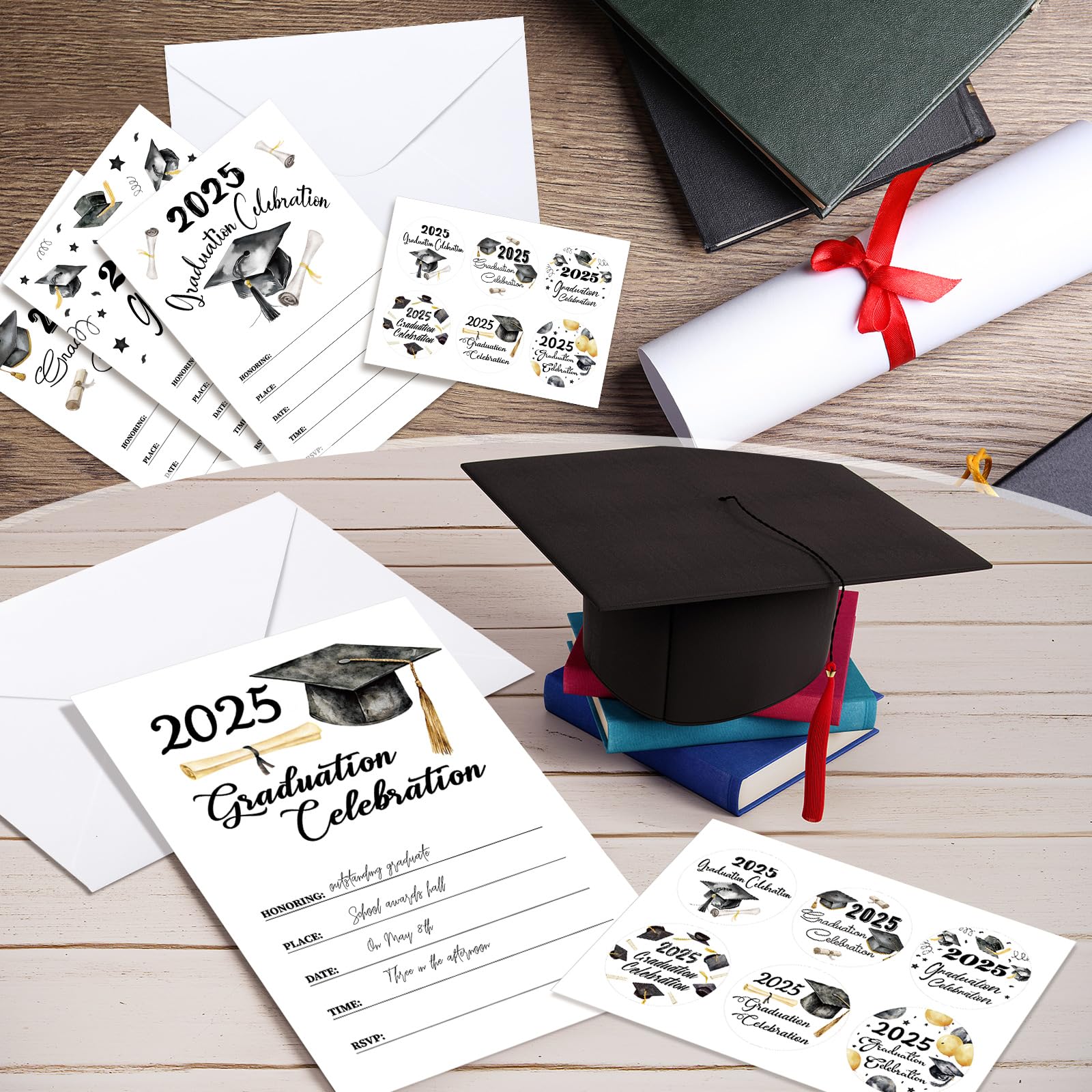 32 Count Graduation Party Invitations With Envelopes - Class Of 2025 Announcement Cards