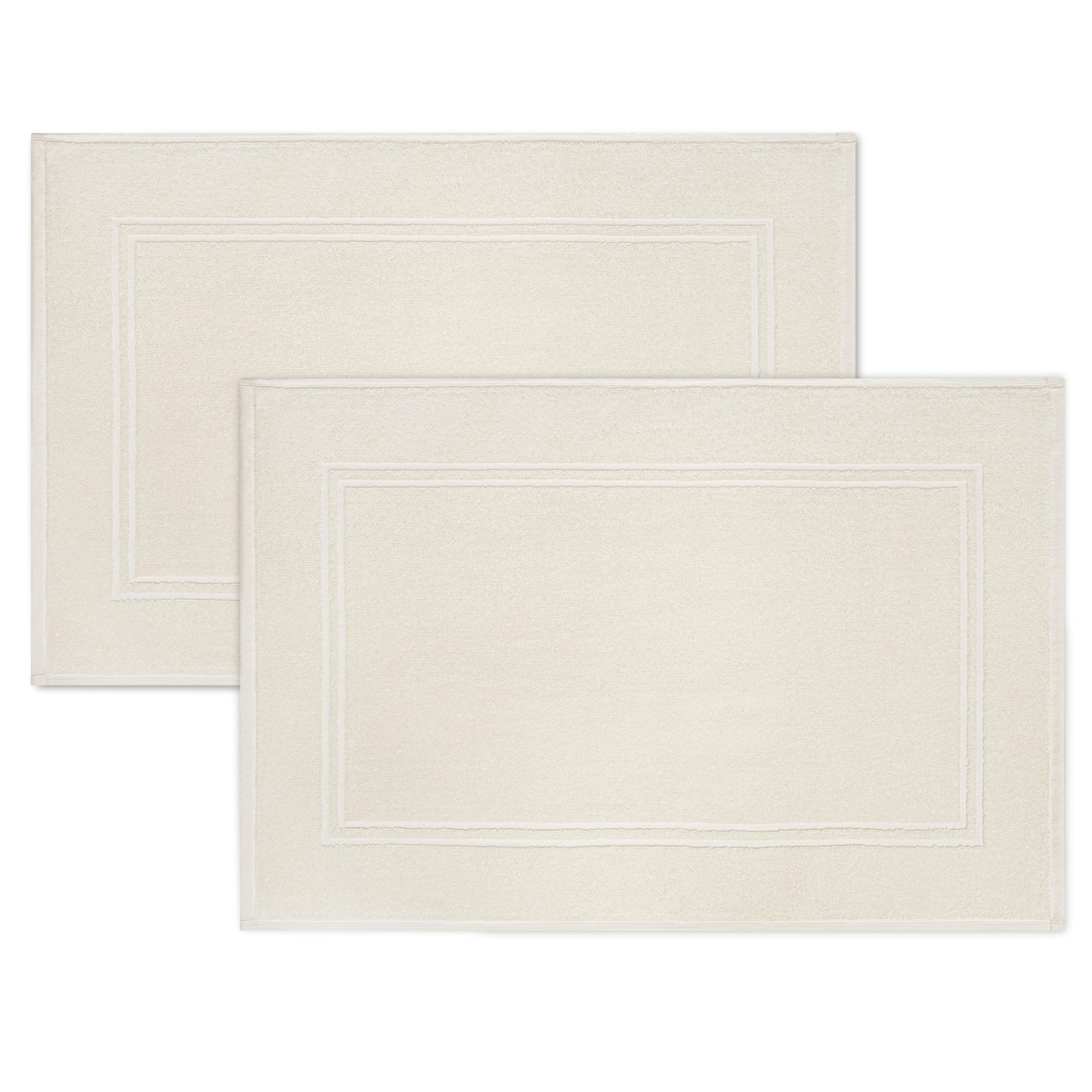 Tens Towels Pack of 2 Bath Mats 100% Cotton, 20 x 32 Inches, Super Absorbent, Hotel Quality Premium Floor Towels, Luxurious, Soft & Quick Dry, Not a Bathroom Rug (Ivory)