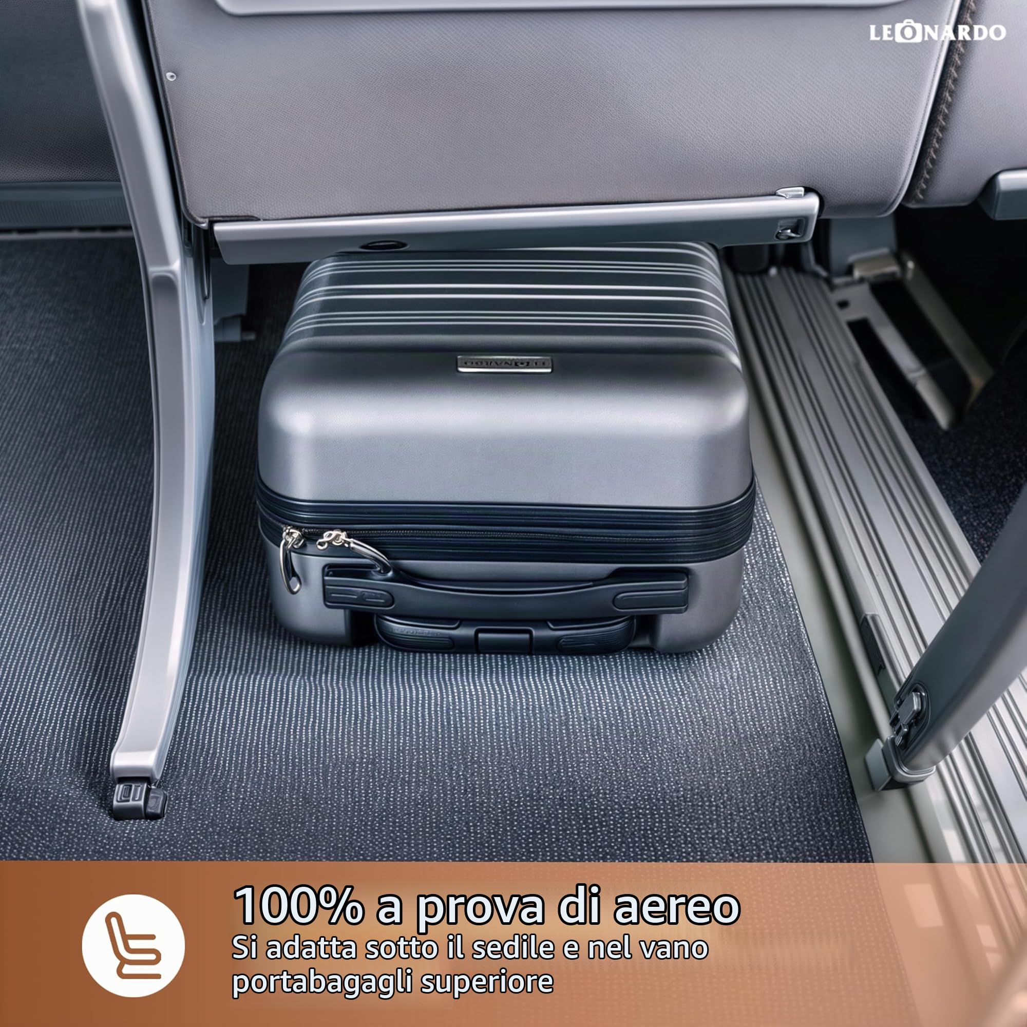 Leonardo® Valigia da Cabina Mini | Trolley Rigido 14 Pollici con Doppie Ruote | Valigia 25 Litri con Manico Trolley e Serratura | Materiale ABS Leggero | Bagaglio a Mano | 20x30x40 cm | Verde