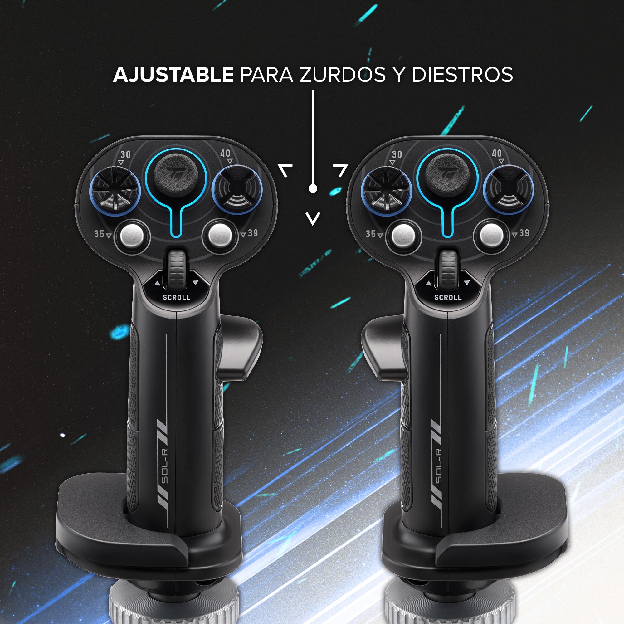 Thrustmaster Sol-R 3 AVA Add-On Grip - Empuñadura de Vuelo Espacial para PC (Compatible con Base AVA y Warthog, Diseño Ergonómico Pro, 19 Botones de Acción) Negro
