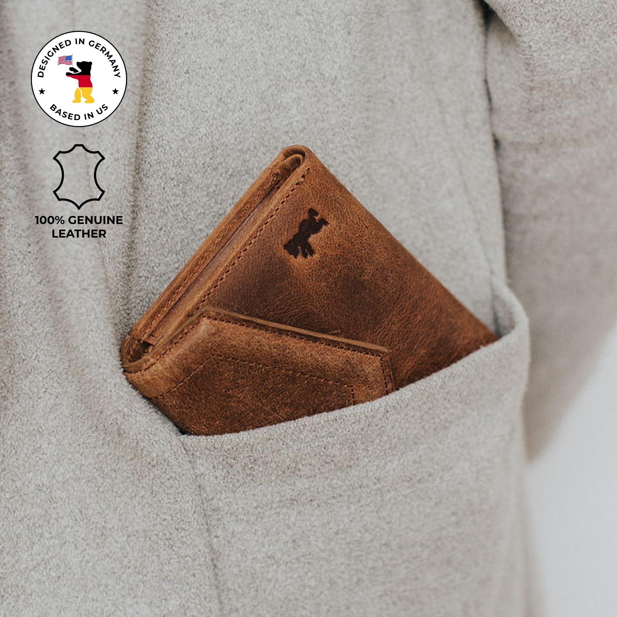 Berliner Bags Portafoglio Donna Pelle Katy, Compatto Trifold con Portamonete Removibile, Porta Carte e Protezione RFID – Marrone