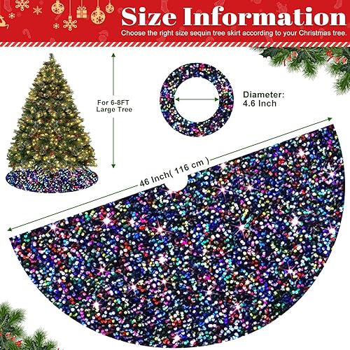 Miniatura 126 de FOTSHARER Falda de árbol azul pequeña de 21 pulgadas, falda de árbol de Navidad con lentejuelas con purpurina, tapete grueso de terciopelo
