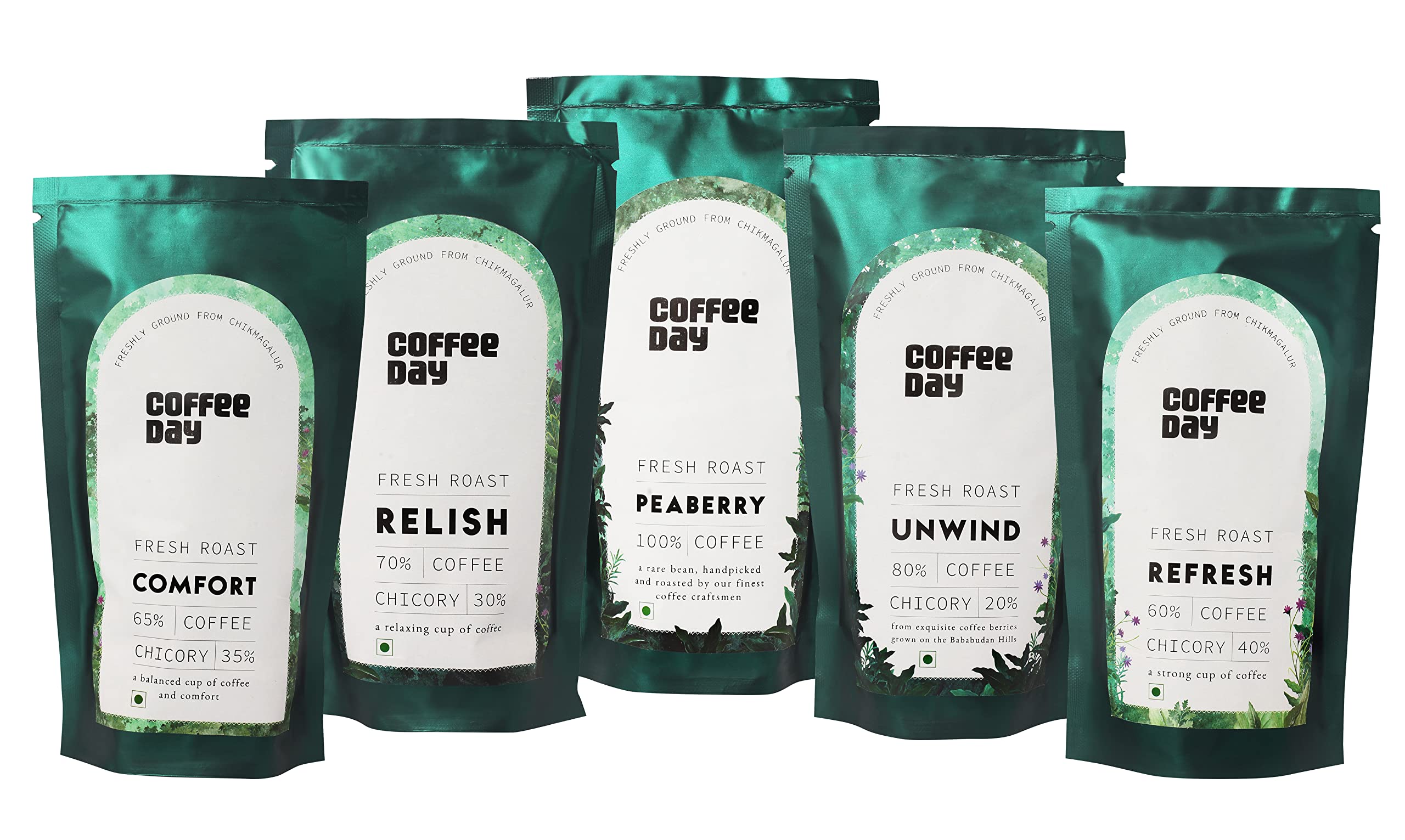 Sponsored Ad - Cafe Coffee Day Filter Coffee Home Brew Pack | 5 Filter Coffee variants of Coffee Day - Starter Pack | Peaberry | Unwind | Relish | Refresh | Comfort - 75gm each