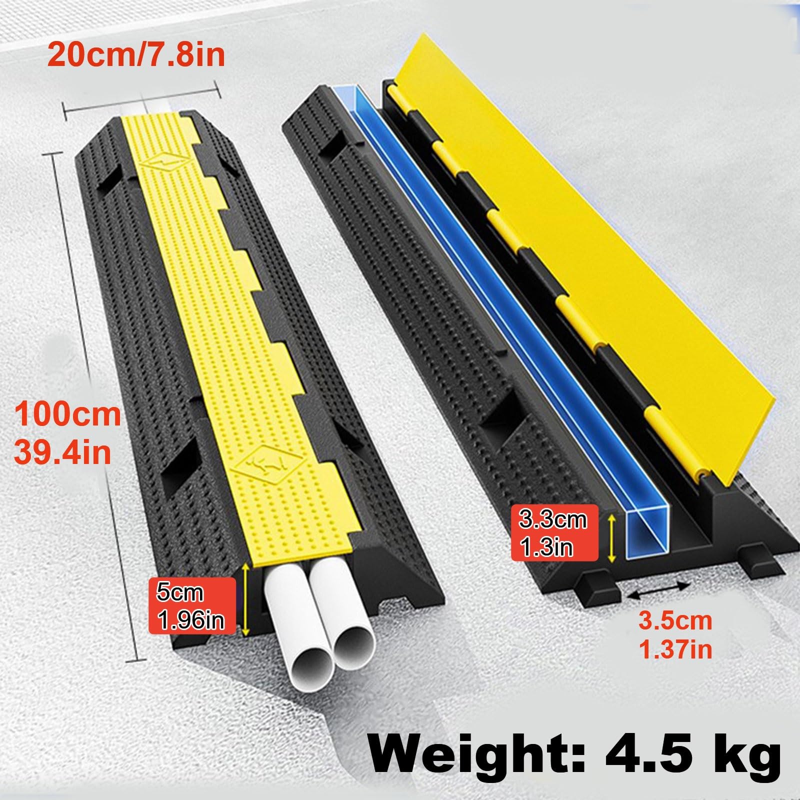 2 Canaux Goulotte Passe Cable, Extérieur Ralentisseurs, Passe Cable, pour la Protection des Câbles Électriques sur Les Sols des Bureaux et des Salles de Classe