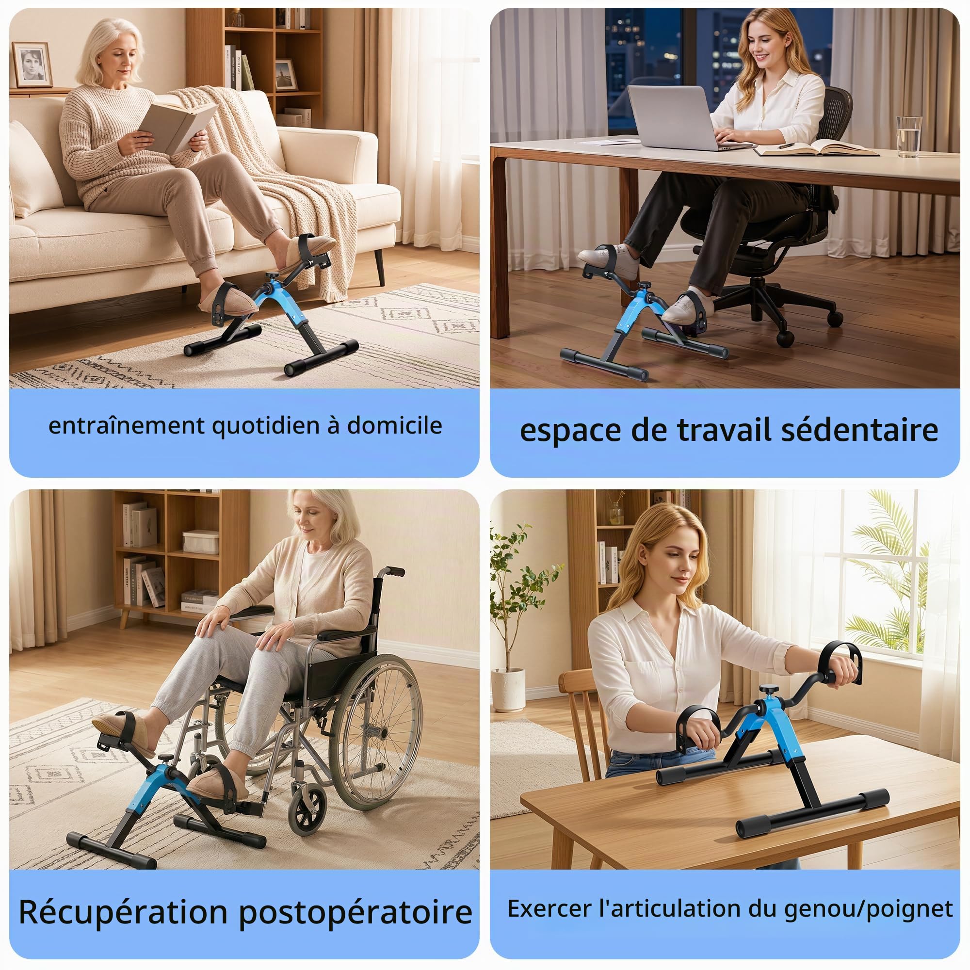 Mini Vélo d'appartement Pédalier pour Personnes âgées, Machine d'entraînement Bras sous Bureau