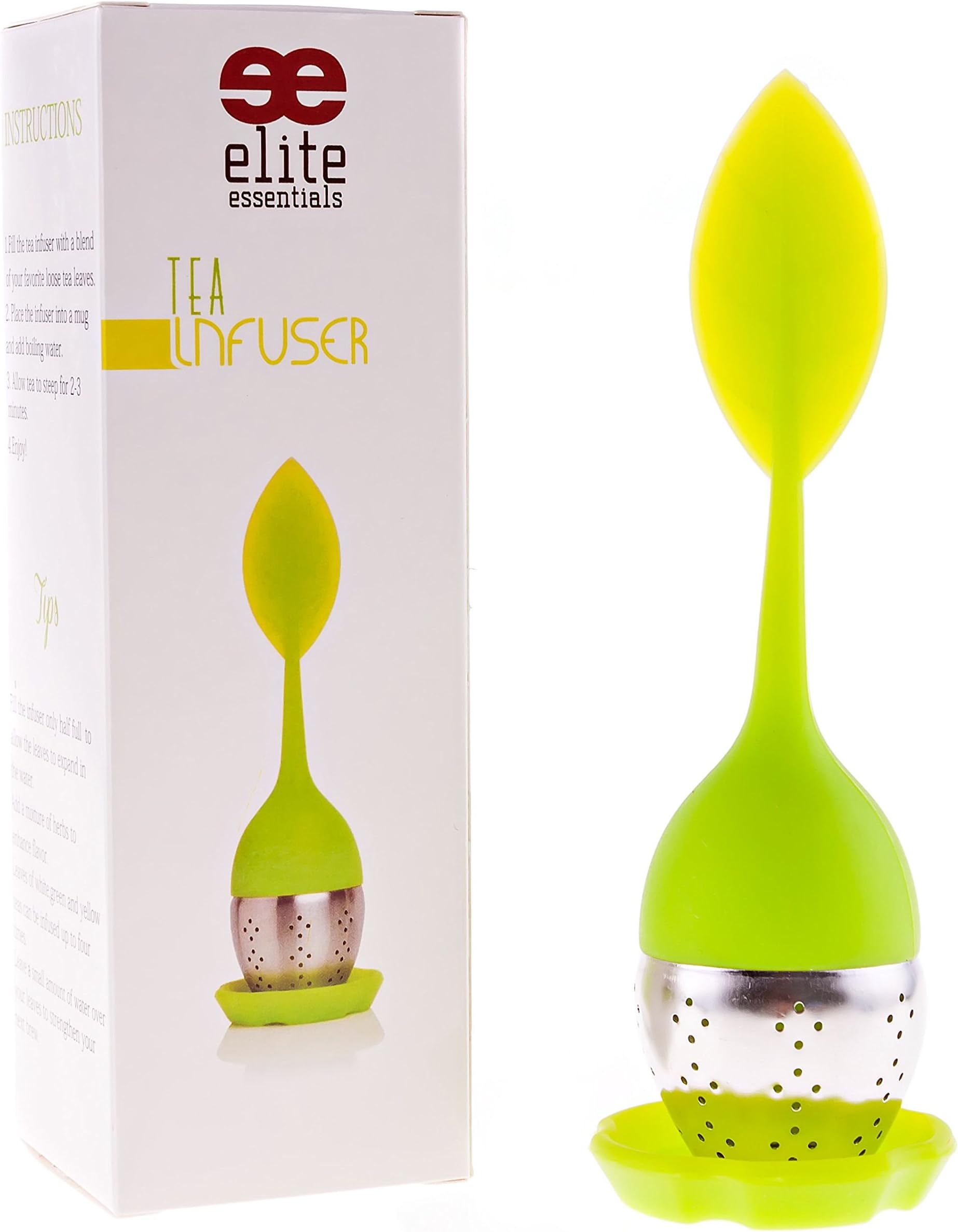 Elite Essentials Silicone Loose Leaf Tea Infuser and Drip Tray Stainless Steel Strainer