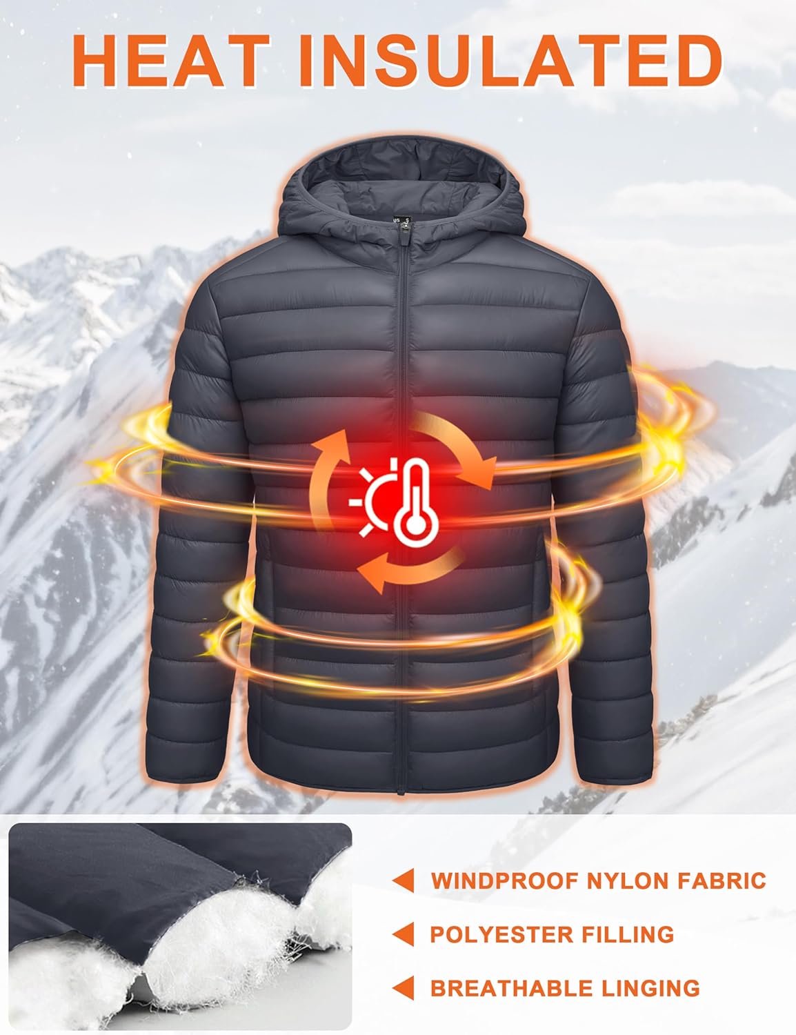 CRYSULLY Men's Puffer Jacket with Hood Lightweight Warm Winter Coats Water-Resistant Windproof Packable Bubble Jackets - Image 4