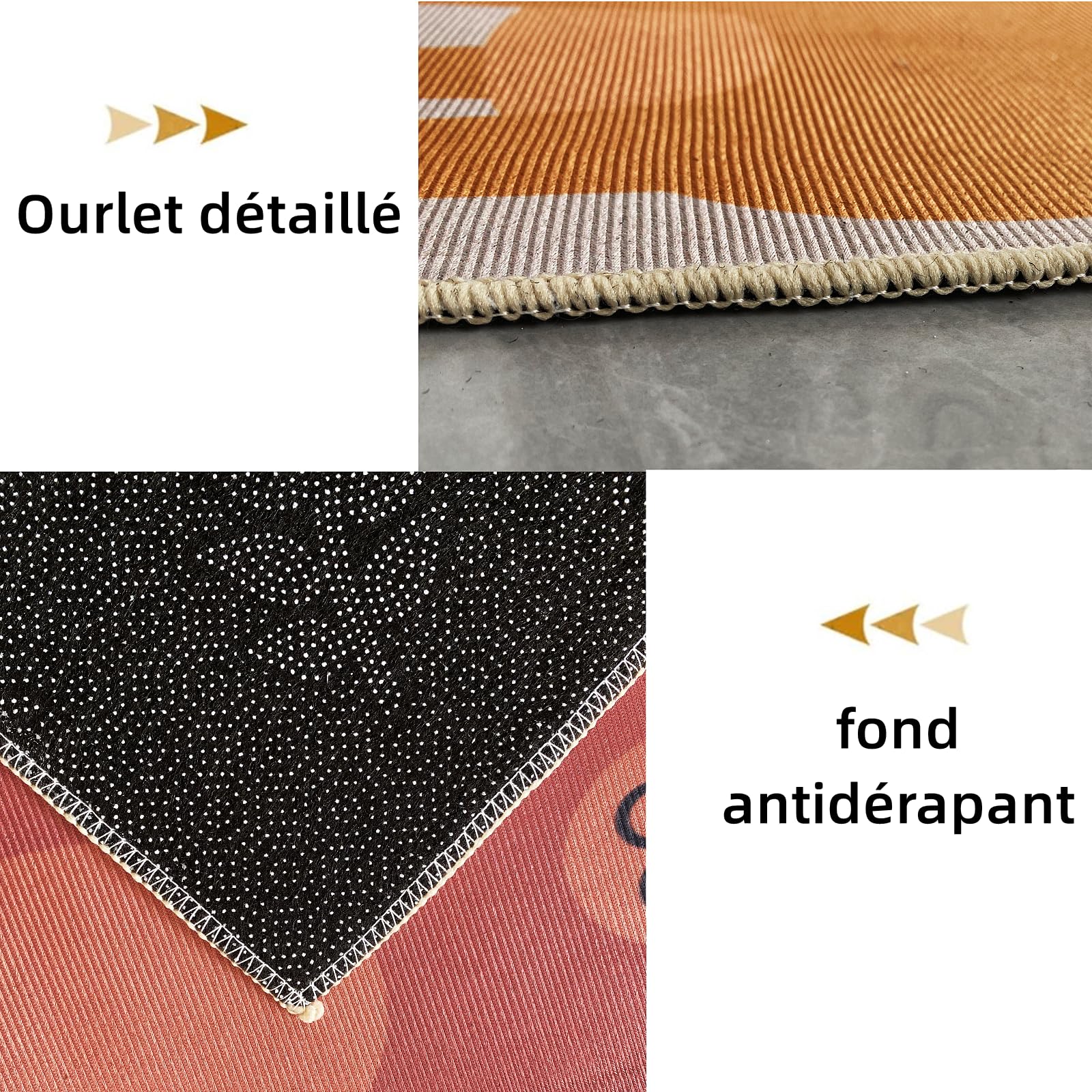 Tapis Chambre Bebe Tapis de Jeu Antidérapant Lavable 80x160cm Renard