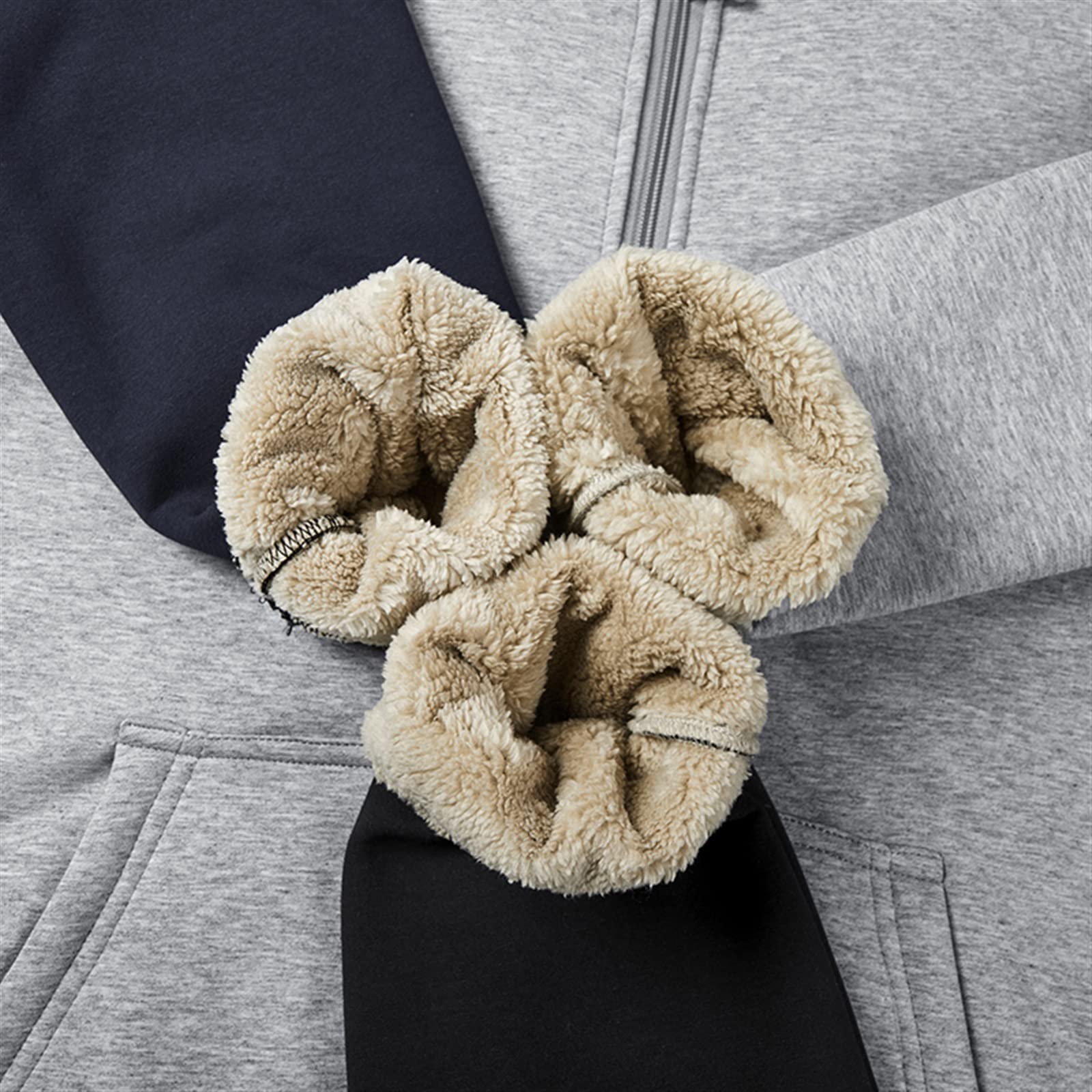 bluza z kapturem Odzież męska Zimowa gruba ciepła bluza z kapturem Męska bluza z polaru Szczotkowana bluza z kapturem i zapinana na zamek Termiczna bluza z kapturem bluza(A127,68-75 kg 2XL)