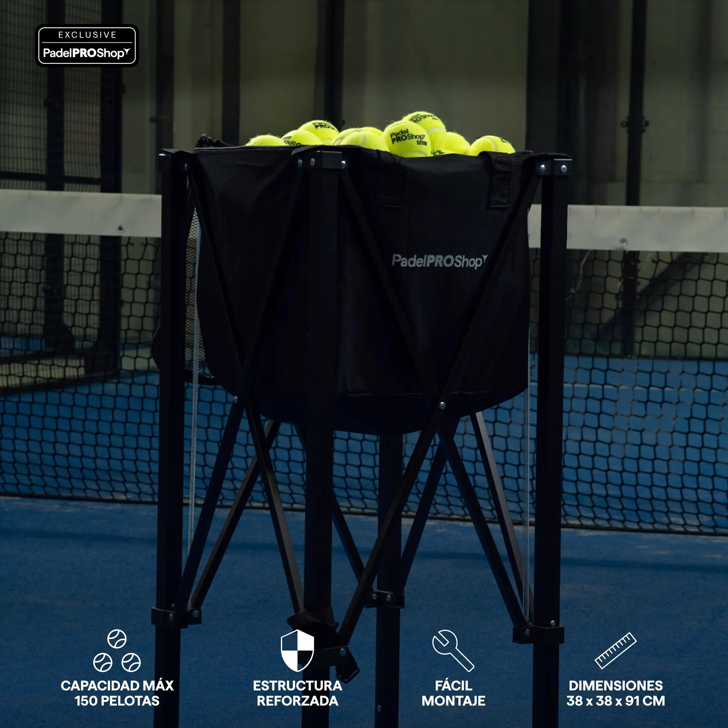 Carro de Bolas de Pádel Plegable 2026 - Cesta Metálica Reforzada, Capacidad 100+ Pelotas, Portátil y Ligero