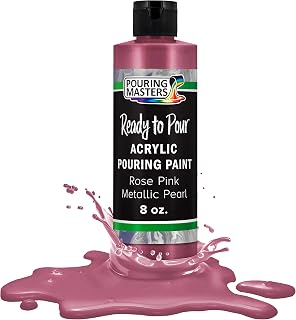 Pouring Masters Rose Pink Metallic Pearl Ready to Pour Acrylic Pouring Paint - Premium 8-Ounce Pre-Mixed Fluid Acrylic Paint - Fluid Art Supplies for Canvas, Wood, Paper, Tile & Rocks