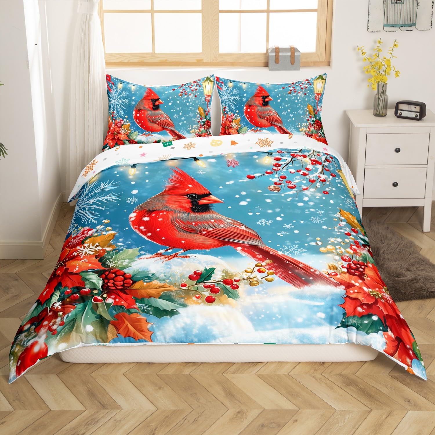 Parure de lit cardinal mignon avec housse de couette Noël pour enfants