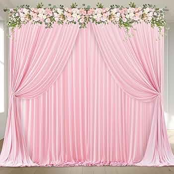 Amazon | ベビーピンク背景カーテン ウェディングパーティー用 4枚 Amazon | ベビーピンク背景カーテン ウェディングパーティー用 4枚